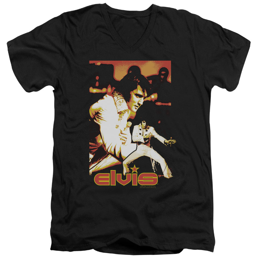 Elvis Presley - Showman - Short Sleeve Adult V-neck - Black T-shirt