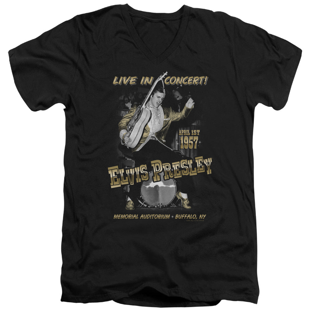 Elvis Presley - Live In Buffalo - Short Sleeve Adult V-neck - Black T-shirt