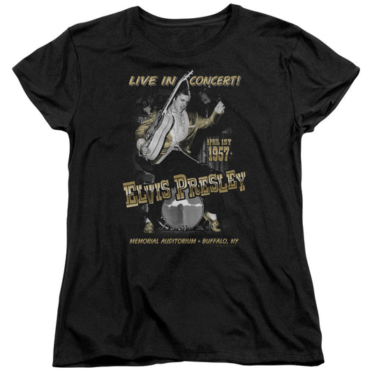 Elvis Presley - Live In Buffalo - Short Sleeve Womens Tee - Black T-shirt