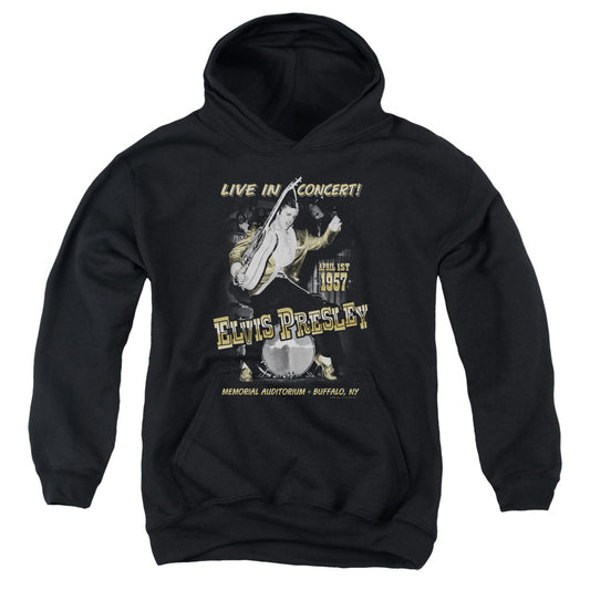 Elvis Presley Live In Buffalo-youth Pull-over Hoodie - Black