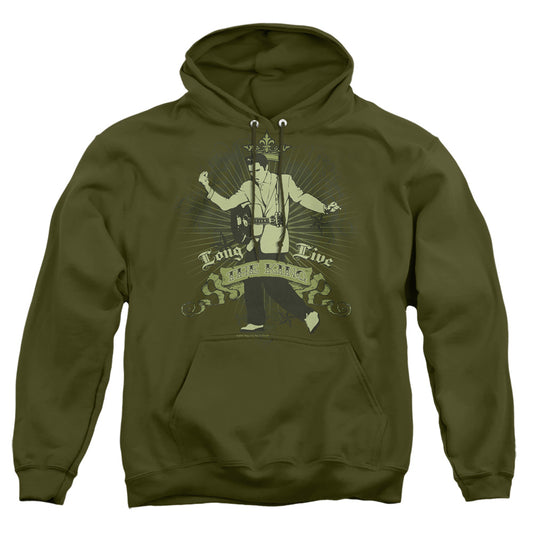 Elvis Presley - Long Live The King - Adult Pull-over Hoodie - Military Green