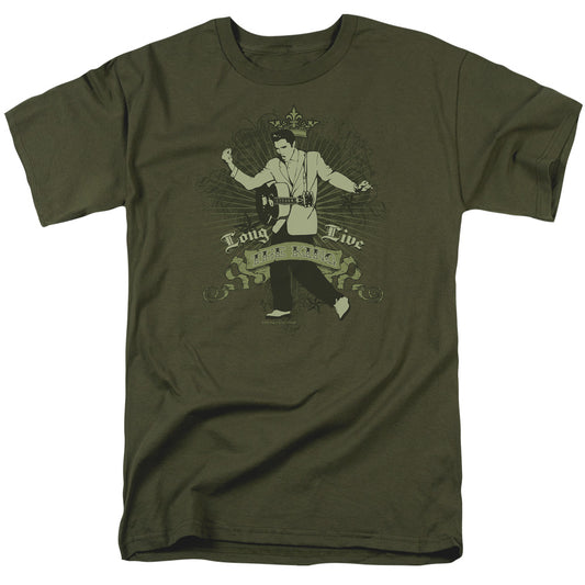 Elvis Presley - Long Live The King - Short Sleeve Adult 18/1 - Military Green T-shirt