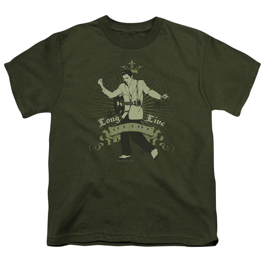 Elvis Presley - Long Live The King - Short Sleeve Youth 18/1 - Military Green T-shirt