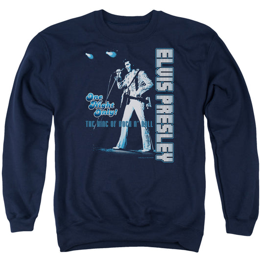 Elvis Presley - One Night Only - Adult Crewneck Sweatshirt - Navy