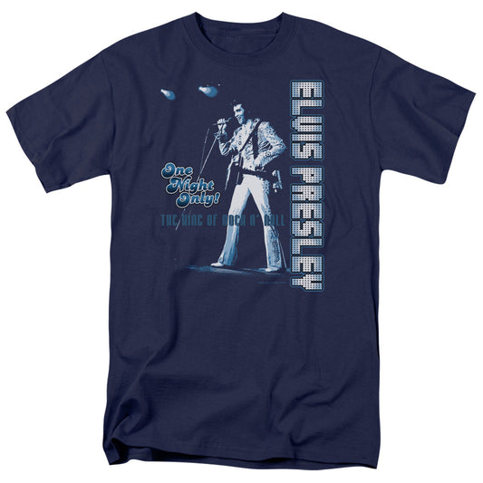 Elvis Presley - One Night Only - Short Sleeve Adult 18/1 - Navy T-shirt