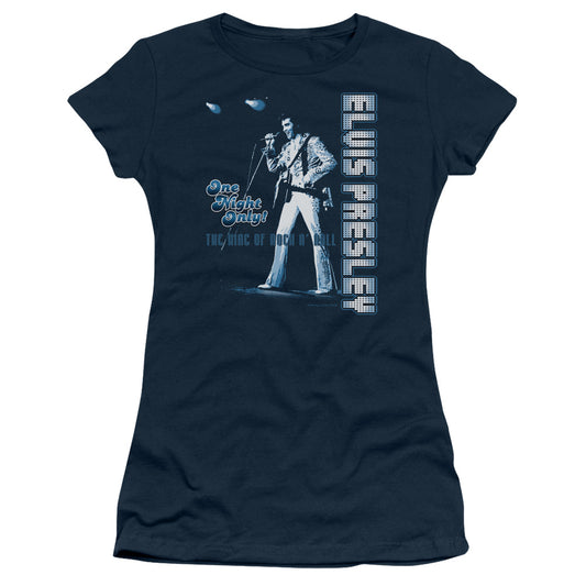 Elvis Presley - One Night Only - Short Sleeve Junior Sheer - Navy T-shirt