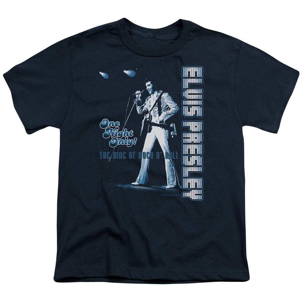 Elvis Presley - One Night Only - Short Sleeve Youth 18/1 - Navy T-shirt