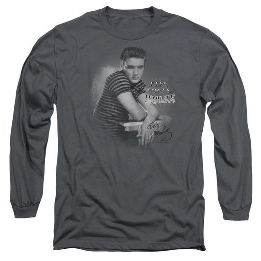 Elvis Presley - Trouble - Long Sleeve Adult 18/1 - Charcoal T-shirt