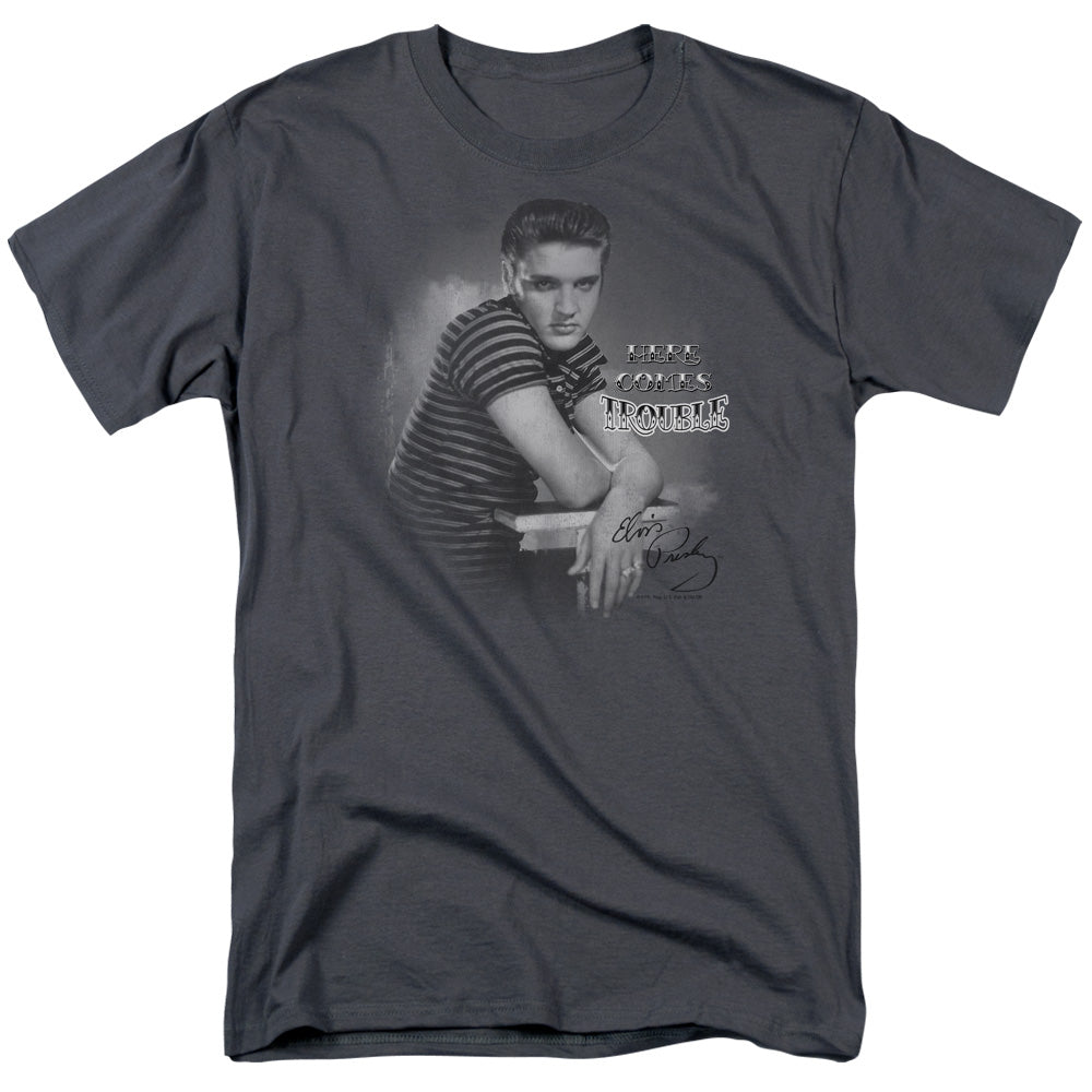 Elvis Presley - Trouble - Short Sleeve Adult 18/1 - Charcoal T-shirt