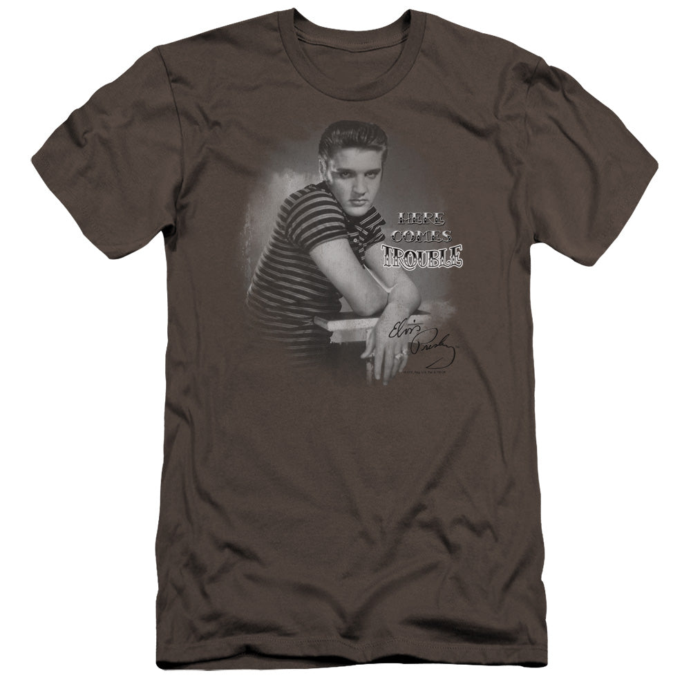 Elvis Presley - Trouble-premuim Canvas Adult Slim Fit 30/1 - Charcoal