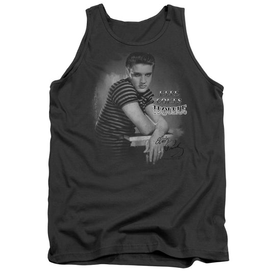 Elvis Presley - Trouble - Adult Tank - Charcoal