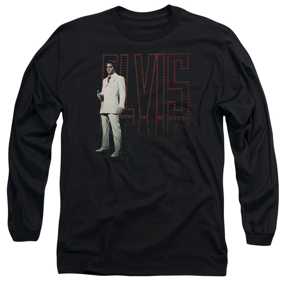 Elvis Presley - White Suit - Long Sleeve Adult 18/1 - Black T-shirt