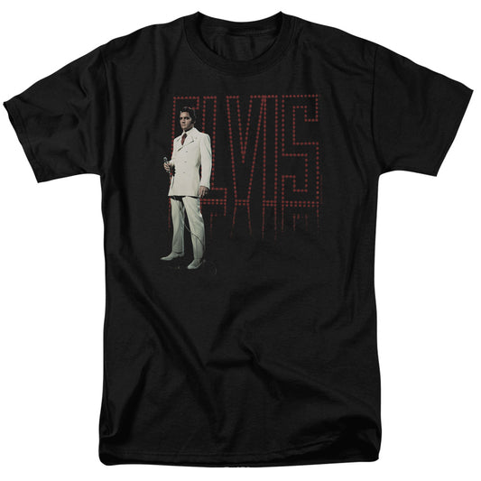 Elvis Presley - White Suit - Short Sleeve Adult 18/1 - Black T-shirt