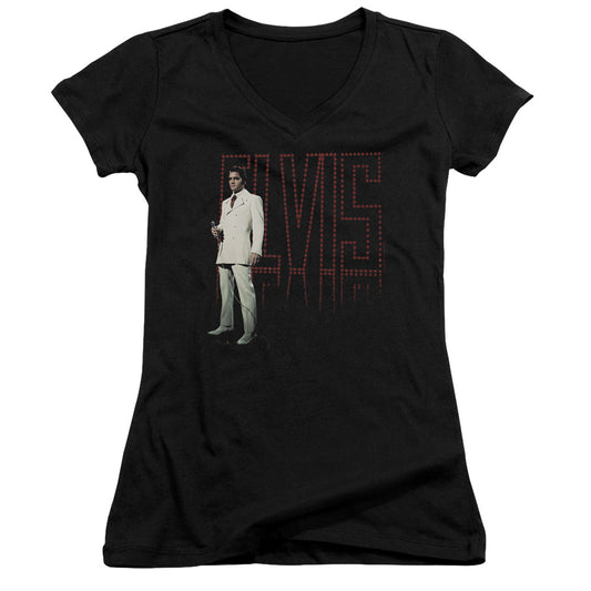 Elvis Presley - White Suit - Junior V-neck - Black