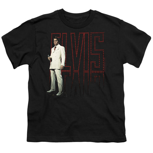 Elvis Presley - White Suit - Short Sleeve Youth 18/1 - Black T-shirt