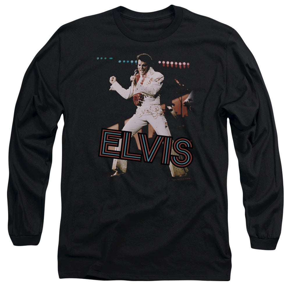 Elvis Presley - Hit The Lights - Long Sleeve Adult 18/1 - Black T-shirt