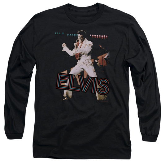 Elvis Presley - Hit The Lights - Long Sleeve Adult 18/1 - Black T-shirt