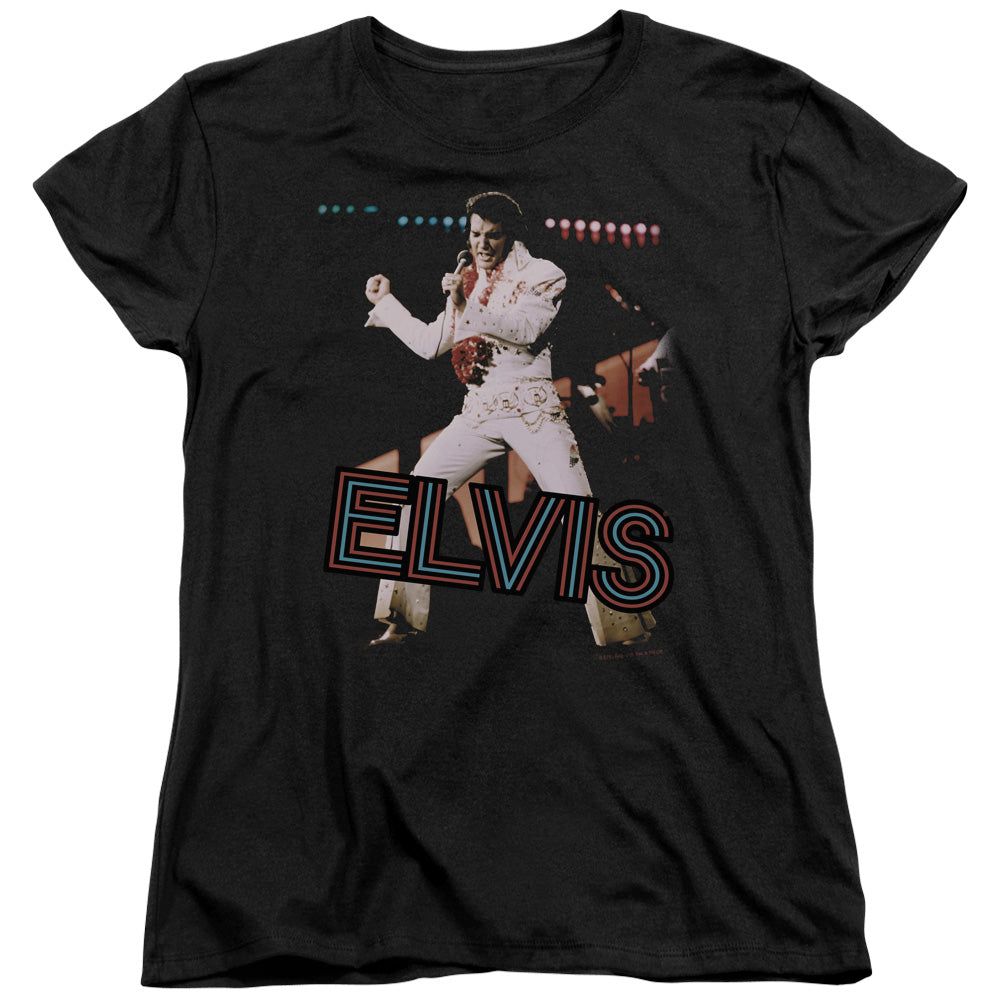 Elvis Presley - Hit The Lights - Short Sleeve Womens Tee - Black T-shirt