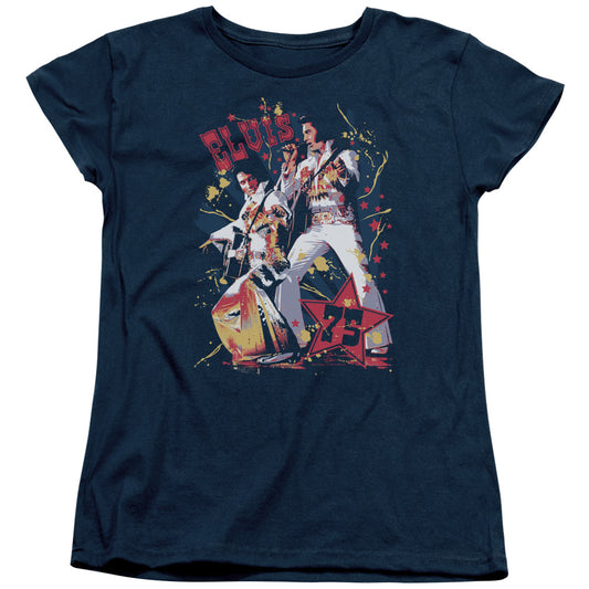 Elvis Presley - Eagle Elvis - Short Sleeve Womens Tee - Navy T-shirt