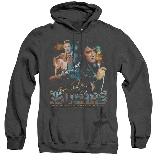 Elvis Presley - 75 Years - Adult Heather Hoodie - Black