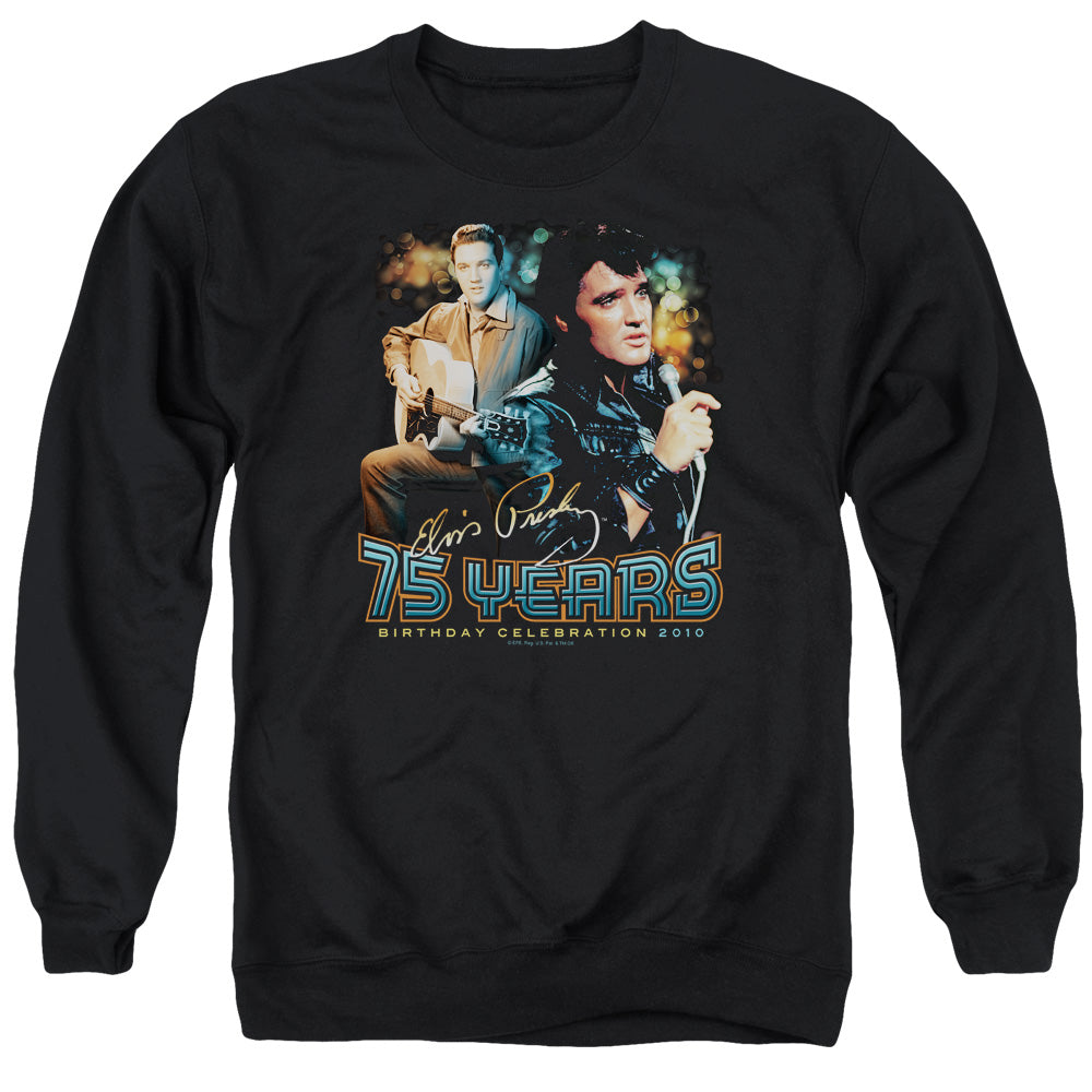 Elvis Presley - 75 Years - Adult Crewneck Sweatshirt - Black