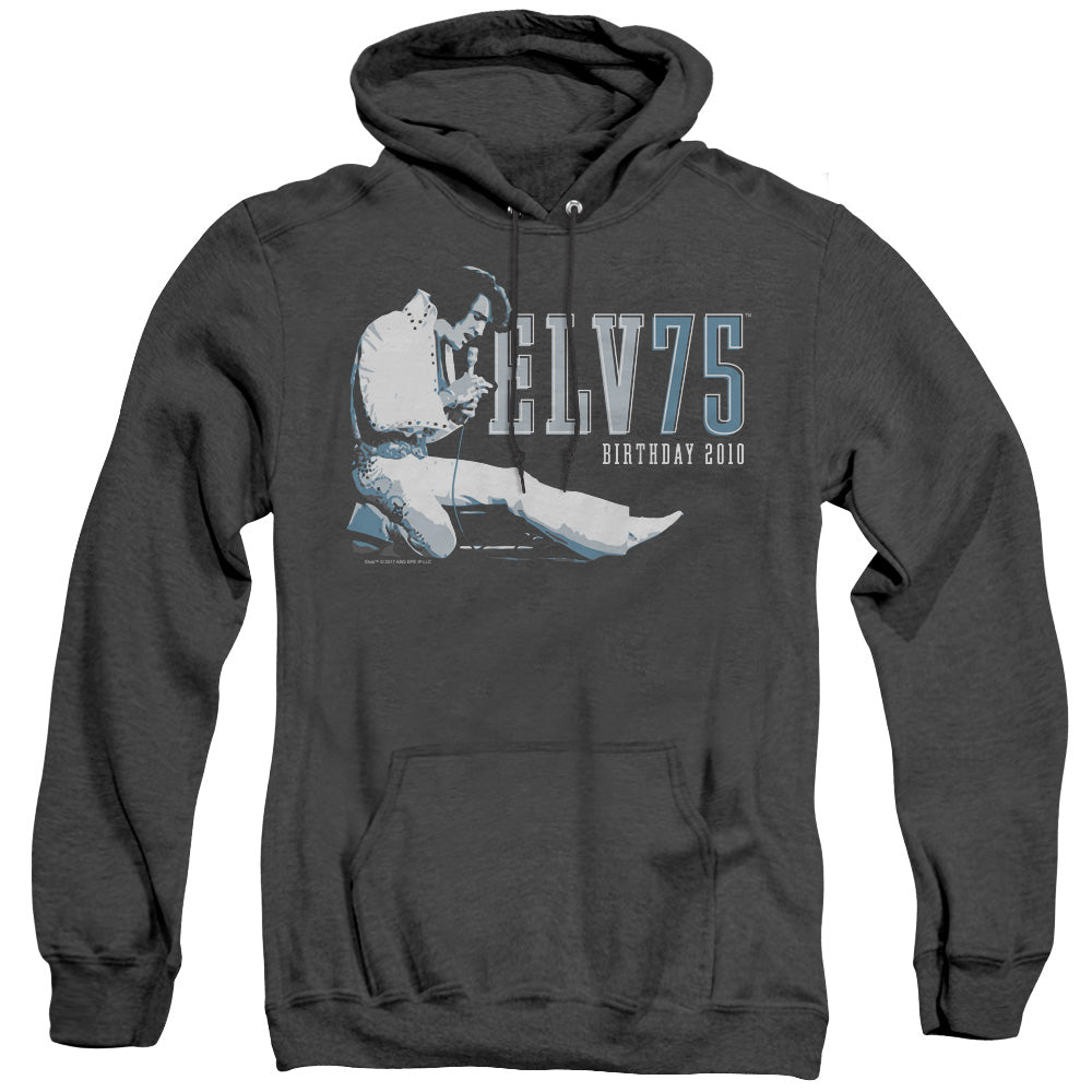 Elvis Presley - Elv 75 Logo - Adult Heather Hoodie - Black