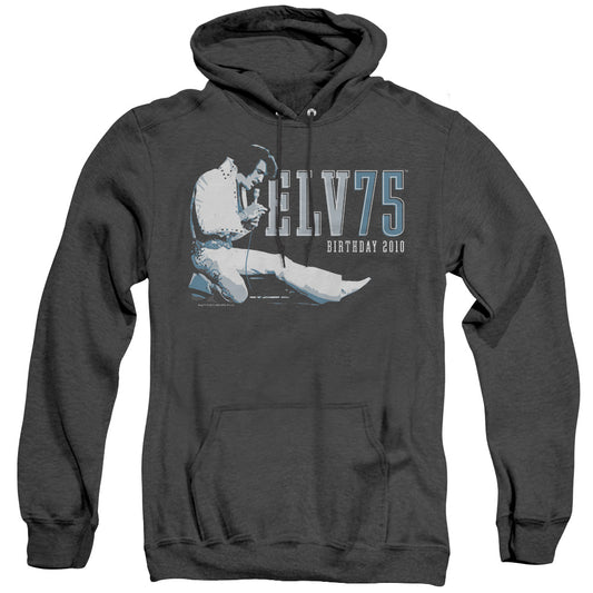 Elvis Presley - Elv 75 Logo - Adult Heather Hoodie - Black