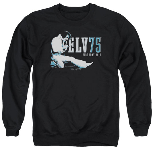 Elvis Presley - Elv 75 Logo - Adult Crewneck Sweatshirt - Black