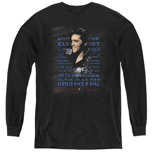 Elvis Presley - Icon - Youth Long Sleeve Tee - Black