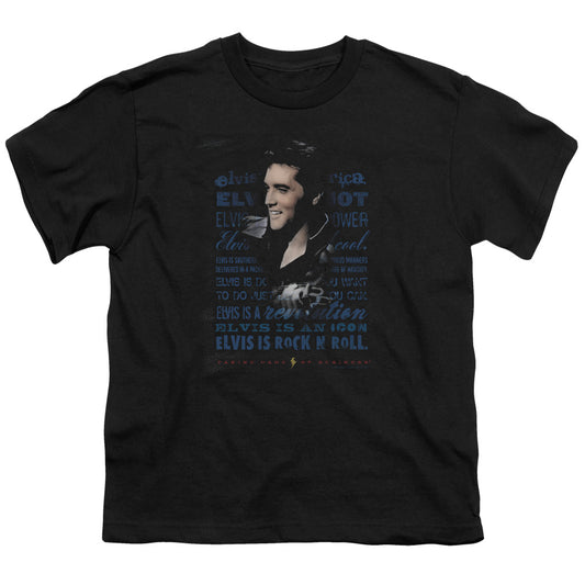 Elvis Presley - Icon - Short Sleeve Youth 18/1 - Black T-shirt