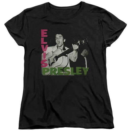 Elvis Presley - Elvis Presley Album - Short Sleeve Womens Tee - Black T-shirt