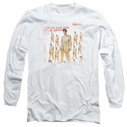 Elvis Presley - 50 Million Fans - Long Sleeve Adult 18/1 - White T-shirt