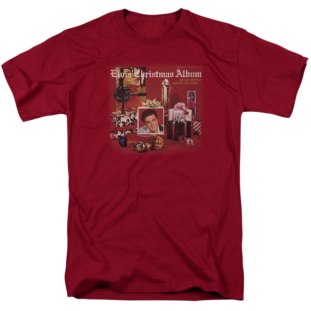 Elvis Presley - Christmas Album - Short Sleeve Adult 18/1 - Cardinal T-shirt