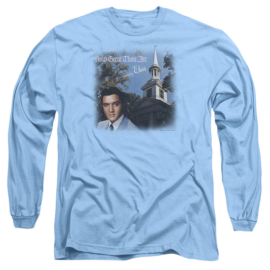 Elvis Presley - How Great Thou Art - Long Sleeve Adult 18/1 - Carolina Blue T-shirt