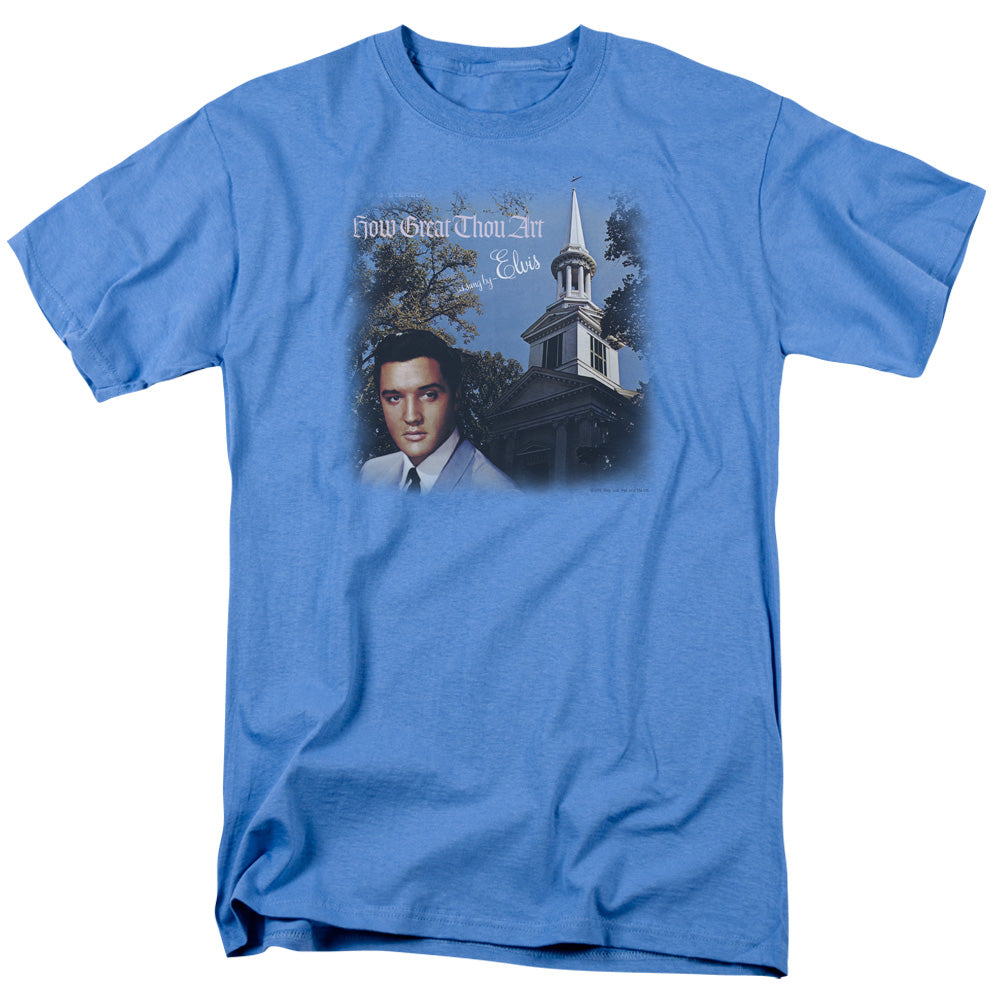 Elvis Presley - How Great Thou Art - Short Sleeve Adult 18/1 - Carolina Blue T-shirt