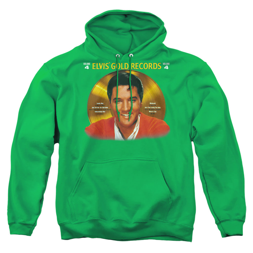 Elvis Presley - Gold Records - Adult Pull-over Hoodie - Kelly Green