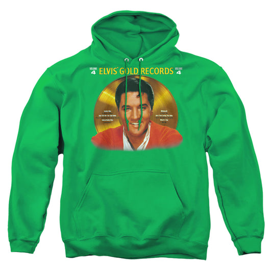 Elvis Presley - Gold Records - Adult Pull-over Hoodie - Kelly Green