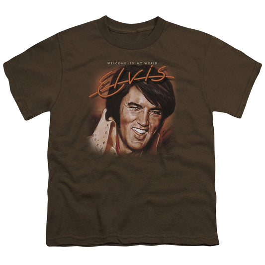 Elvis Presley - Welcome To My World - Short Sleeve Youth 18/1 - Coffee T-shirt