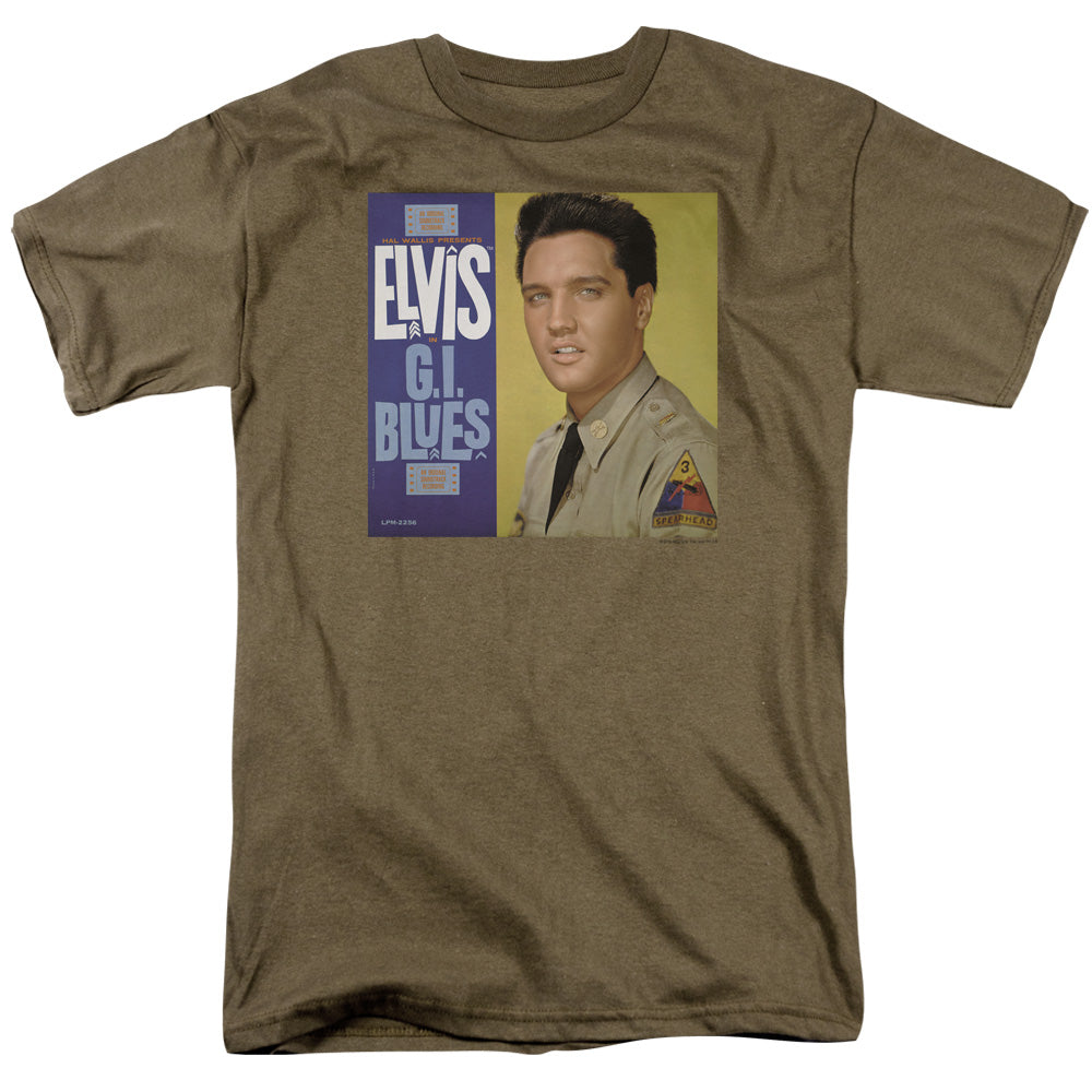 Elvis Presley - G I Blues Album - Short Sleeve Adult 18/1 - Safari Green T-shirt