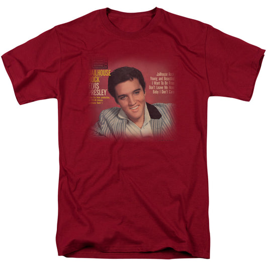 Elvis Presley - Jailhouse Rock 45 - Short Sleeve Adult 18/1 - Cardinal T-shirt