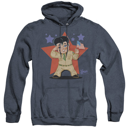 Elvis Presley - Lil G I - Adult Heather Hoodie - Navy