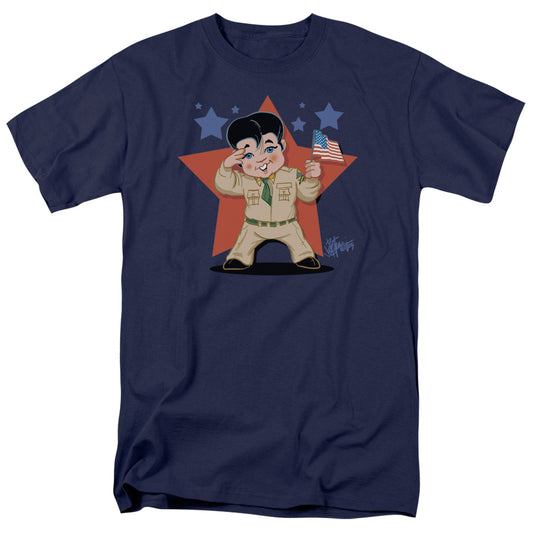 Elvis Presley - Lil G I - Short Sleeve Adult 18/1 - Navy T-shirt