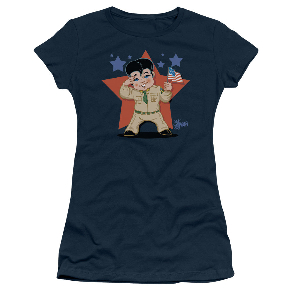 Elvis Presley - Lil G I - Short Sleeve Junior Sheer - Navy T-shirt