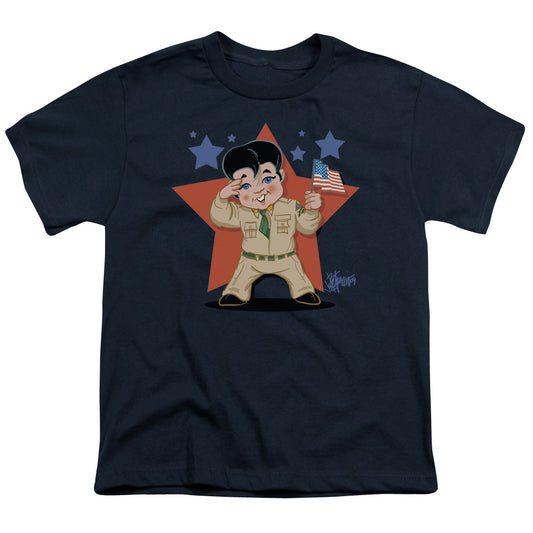 Elvis Presley - Lil G I - Short Sleeve Youth 18/1 - Navy T-shirt
