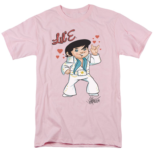 Elvis Presley - Lil E - Short Sleeve Adult 18/1 - Pink T-shirt
