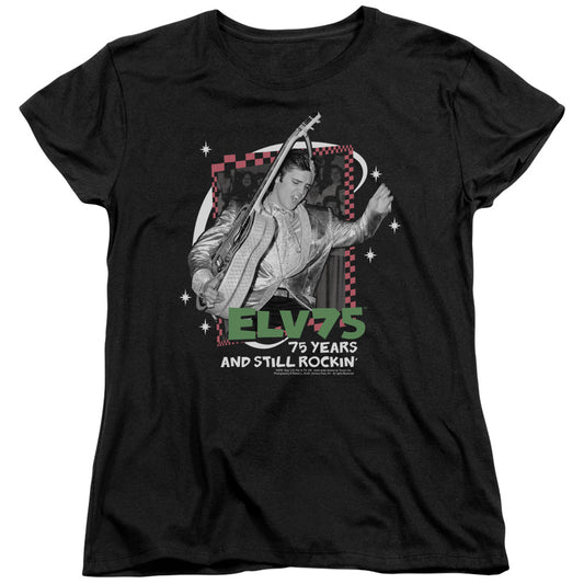 Elvis Presley - Still Rockin - Short Sleeve Womens Tee - Black T-shirt