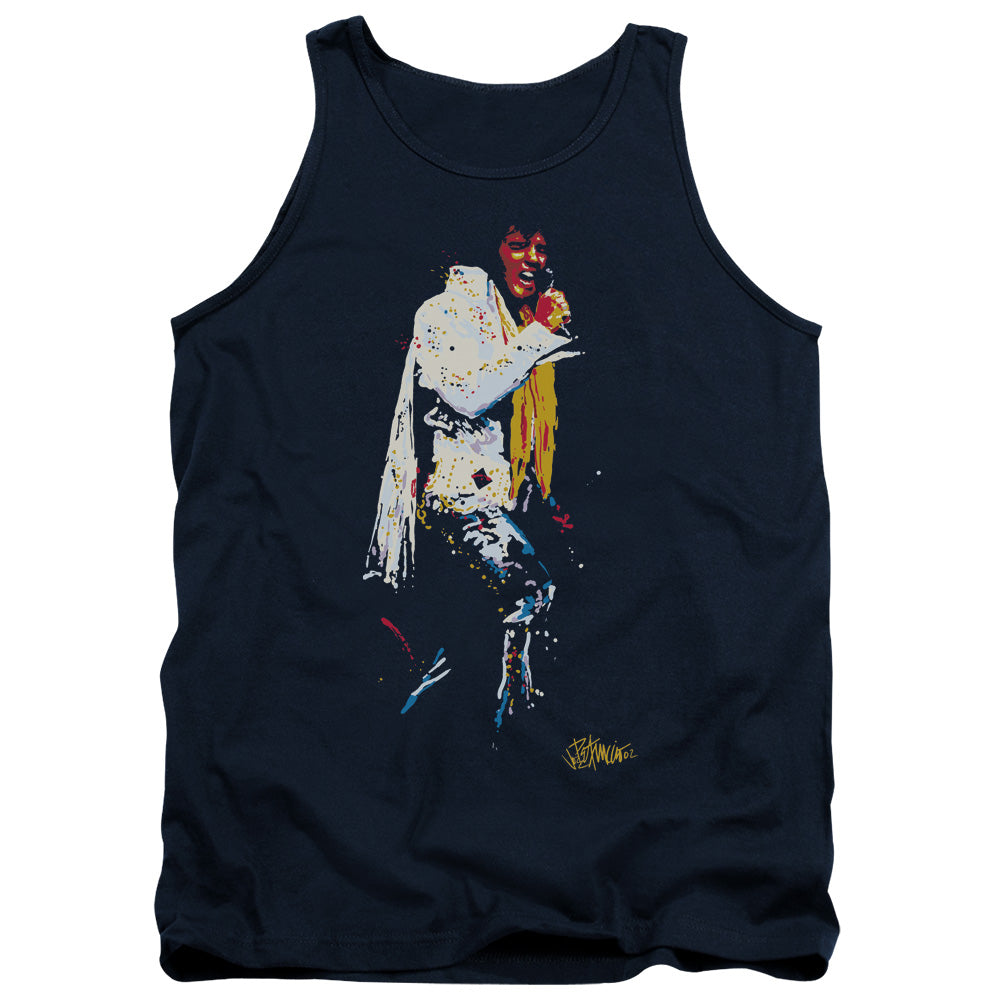 Elvis Presley - Yellow Scarf - Adult Tank - Navy
