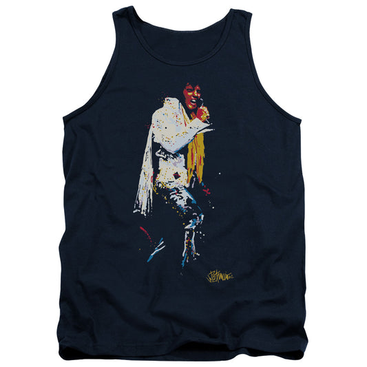 Elvis Presley - Yellow Scarf - Adult Tank - Navy