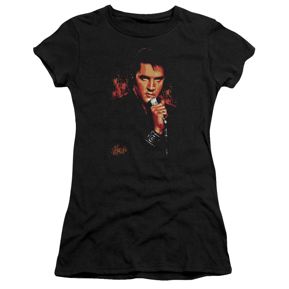 Elvis Presley - Trouble - Short Sleeve Junior Sheer - Black T-shirt