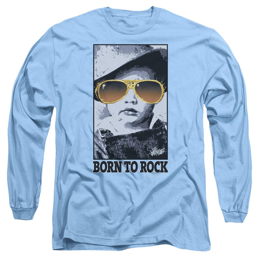 Elvis Presley - Born To Rock - Long Sleeve Adult 18/1 - Carolina Blue T-shirt